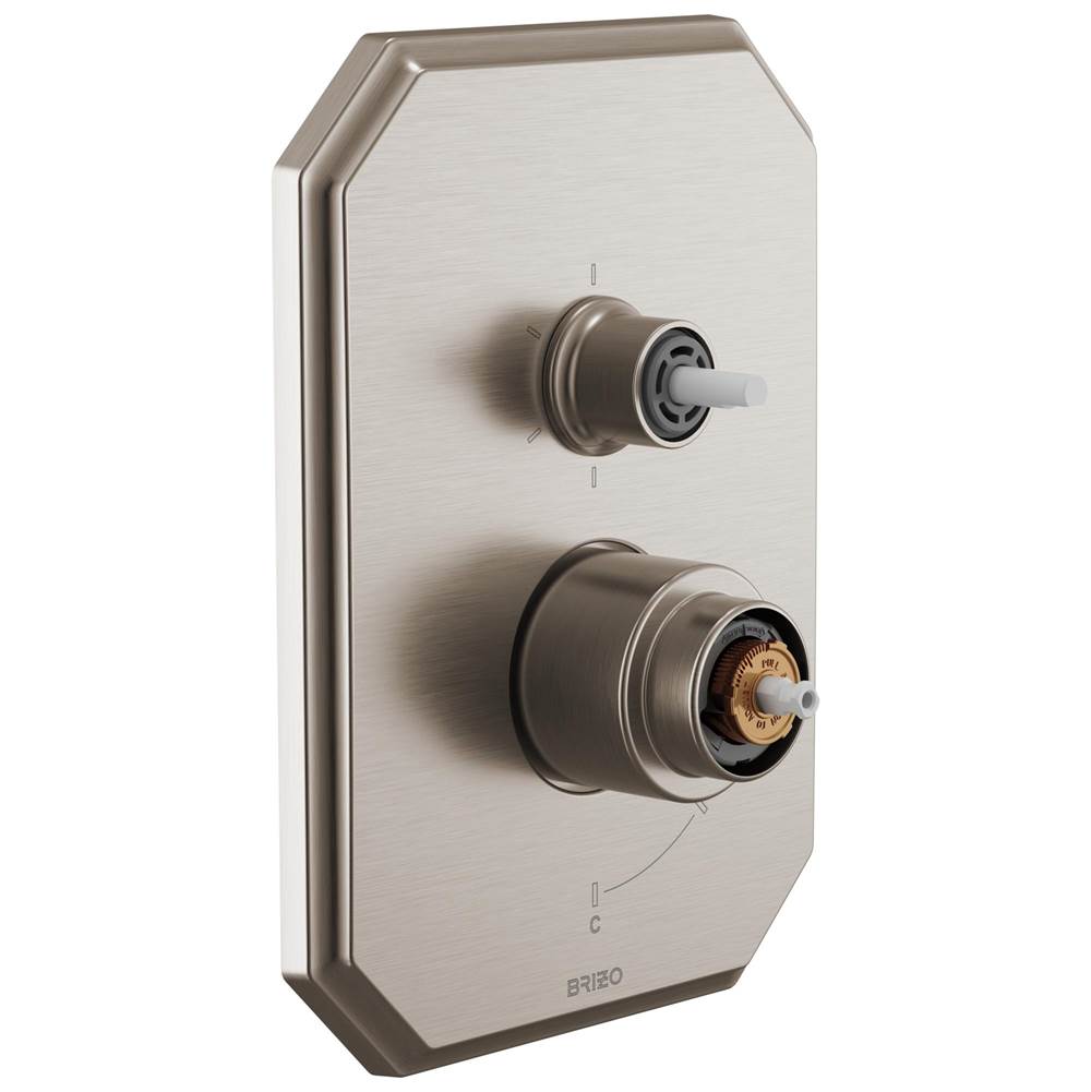 Brizo - BeauclereE Pressure Balance Valve with Integrated 6-Function Diverter Trim - Less Handles - Luxe Nickel