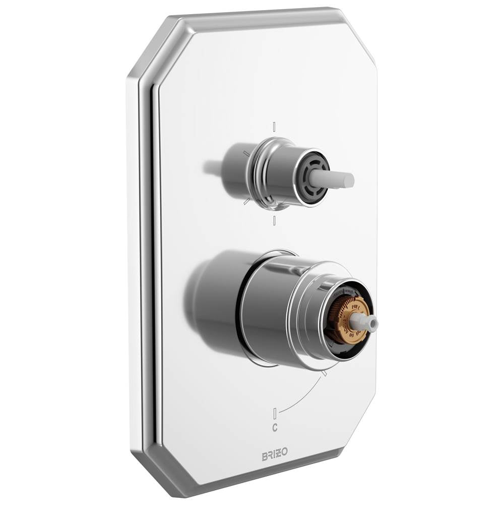 Brizo - BeauclereE Pressure Balance Valve with Integrated 6-Function Diverter Trim - Less Handles - Chrome