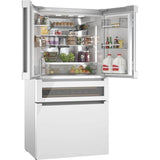 800 Series 36''  French Door Bottom Mount Refrigerator, Refreshment Center, Glass over White