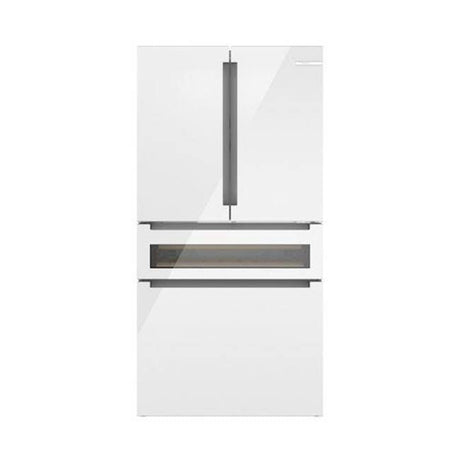 Bosch - 800 Series 36''  French Door Bottom Mount Refrigerator, Refreshment Center, Glass over White - White