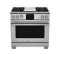 BlueStar - 36'' Dual Fuel Range (4) Burners With 12'' Griddle - Stainless Steel