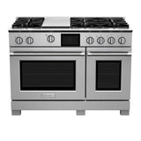 BlueStar - 48'' Dual Fuel Range (6) Burners With 12'' Griddle - Stainless Steel