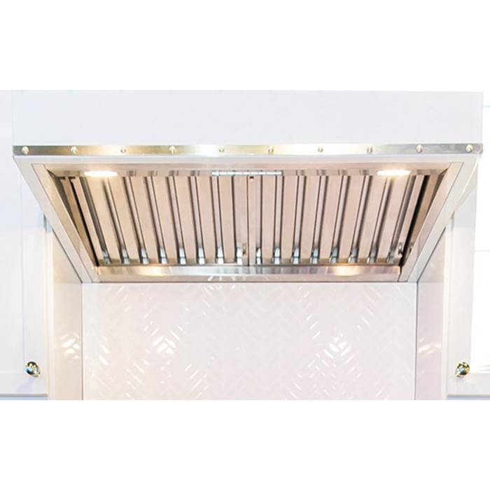 54'' Bonanza Wall Hood With Designer Metal Strapping And Rivets. 600 Cfm Internal Blower Included.
