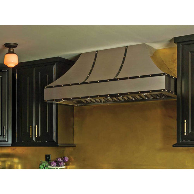 BlueStar - 30'' Wrangler Wall Hood With Designer Metal Strapping And Rivets. 600 Cfm Internal Blower Included. - Standard RAL Semi-Gloss Paint
