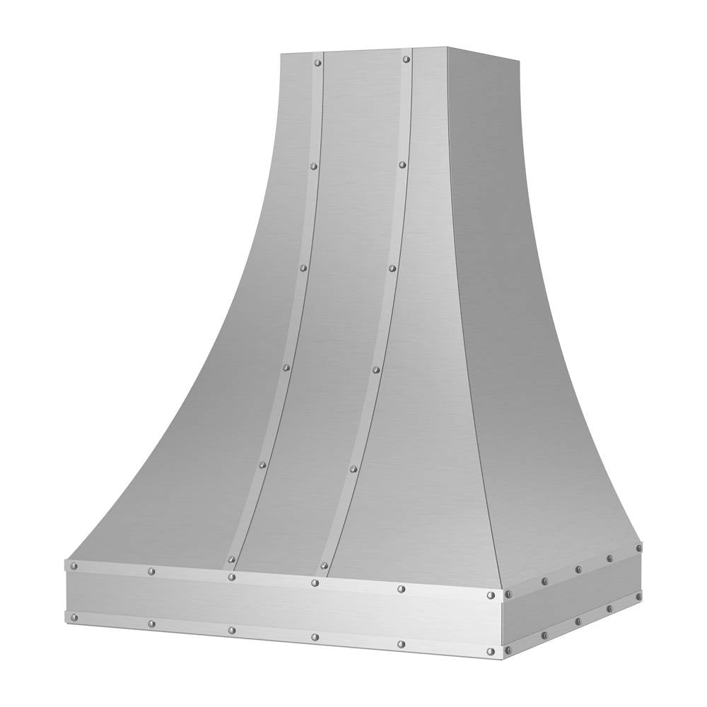 BlueStar - 30'' Ridgeline Wall Hood With Brushed Stainless Strapping And Rivets