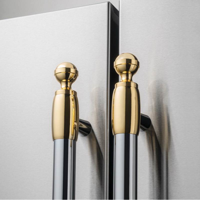 Bertazzoni - Decor Kit, Includes (3) Pair Handle Ends (3) Pair for Refrigerator and (1) Pair for Dishwasher - Gold