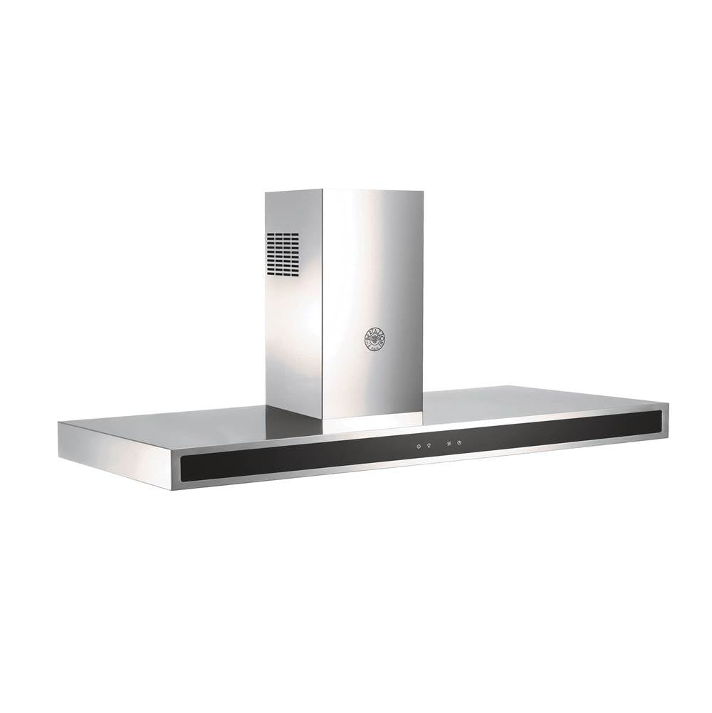 Bertazzoni - Wall Hood, 48'', 2 LED Lights, 600 cfm, Touch User Interface, Glass Panel - Black Glass,Stainless Steel