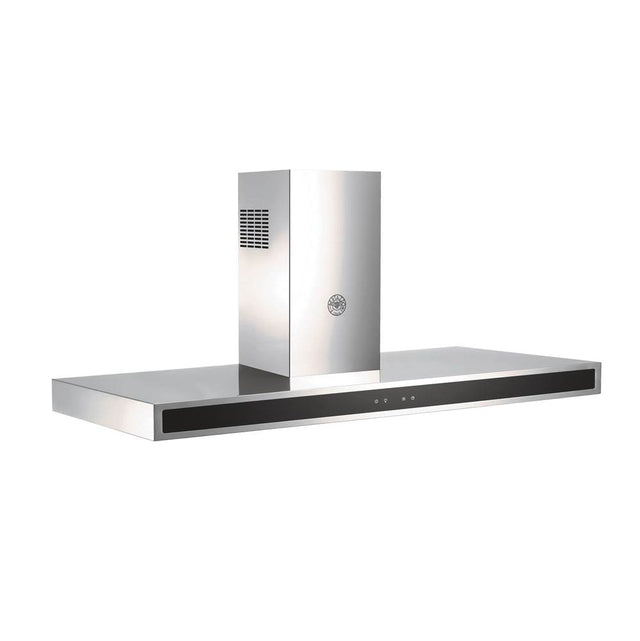 Bertazzoni - Wall Hood, 48'', 2 LED Lights, 600 cfm, Touch User Interface, Glass Panel - Black Glass,Stainless Steel