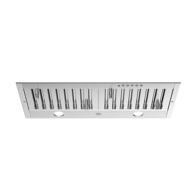Bertazzoni - Insert Hood, 30'', 18.25'' D, Baffle Filter, Electronic Push Controls, 2 LED Lights, 600 cfm, 3 SpeedPlus Booster - Stainless Steel