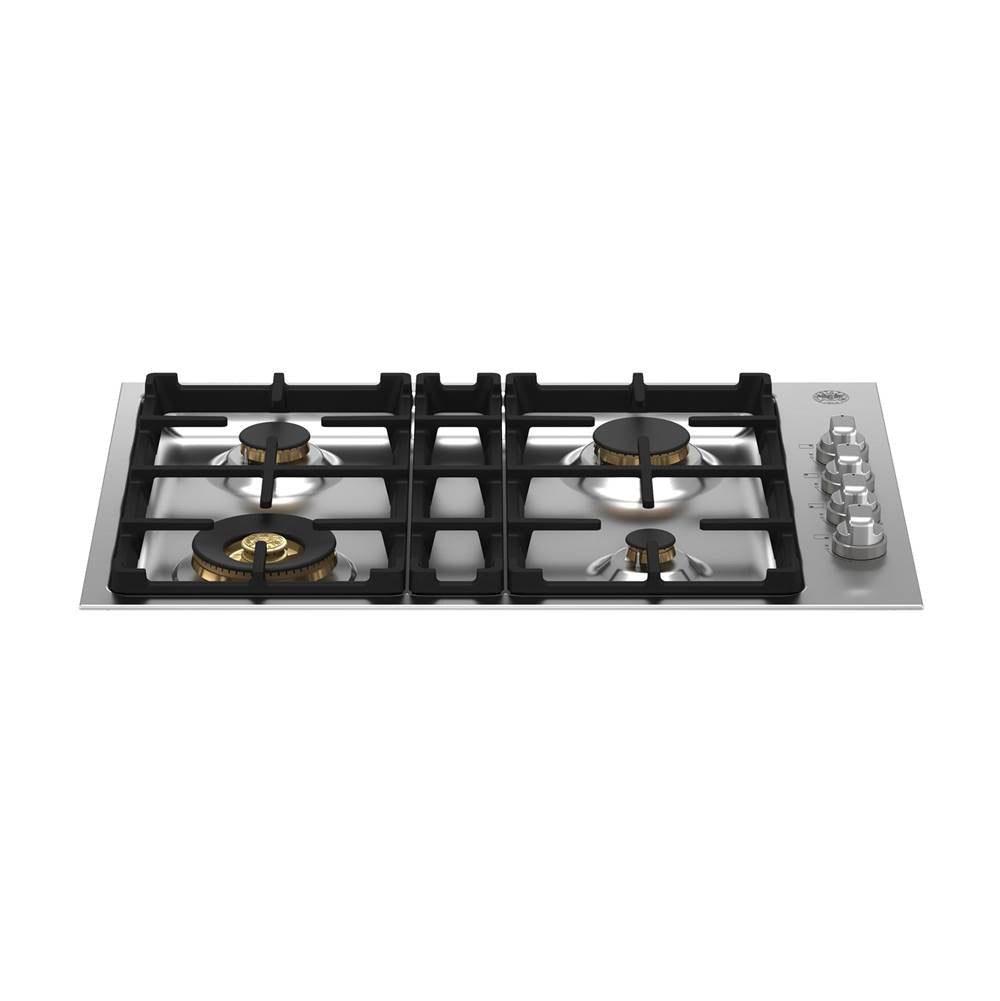 Bertazzoni - Master Series Drop-In Gas Cooktop, 4 Brass Burners, 30'' - Stainless Steel