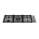 Bertazzoni - Master Series Drop-In Gas Cooktop, 5 Brass Burners, 36'' - Stainless Steel