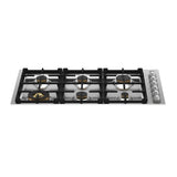 Bertazzoni - Master Series Drop-In Gas Cooktop, 6 Brass Burners, 36'' - Stainless Steel