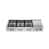 Bertazzoni - Master Series Gas Rangetop, 6 Brass Burners Plus Griddle, 48'' - Stainless Steel