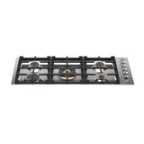 Bertazzoni - Professional Series Drop-In Gas Cooktop, 5 Brass Burners, 36'' - Stainless Steel