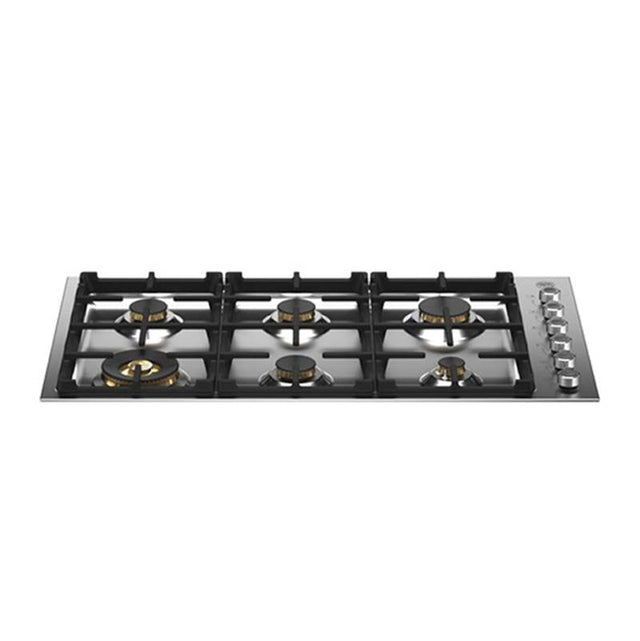 Bertazzoni - Professional Series Drop-In Gas Cooktop, 6 Brass Burners, 36'' - Stainless Steel