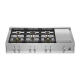 Bertazzoni - Professional Series Gas Rangetop, 6 Brass Burners Plus Griddle, 48'' - Stainless Steel