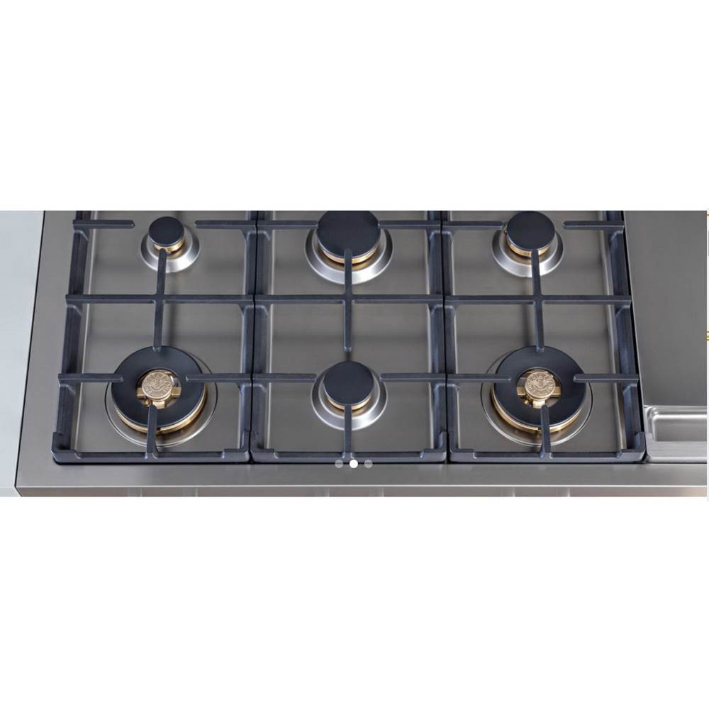 Professional Series Gas Rangetop, 6 Brass Burners Plus Griddle, 48''