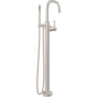California Faucets - Contemporary Single Hole Floor Mount Tub Filler 1/4 Quad Arc Spout - Gloss White