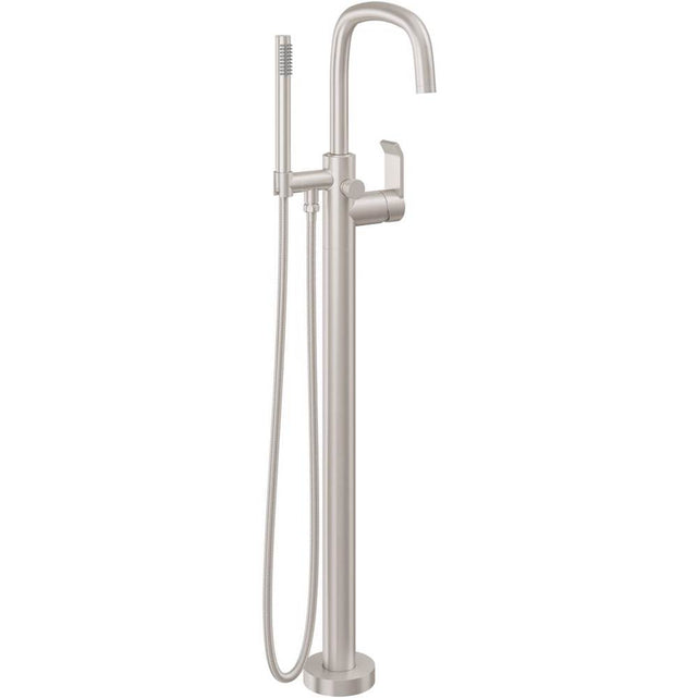 California Faucets - Contemporary Single Hole Floor Mount Tub Filler 1/4 Quad Arc Spout - Gloss White