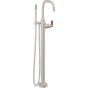 California Faucets - Contemporary Single Hole Floor Mount Tub Filler 1/4 Quad Arc Spout - Gloss White