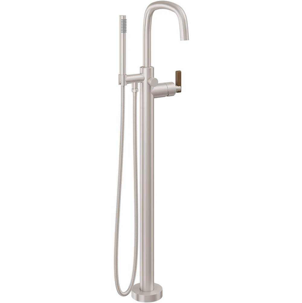 California Faucets - Contemporary Single Hole Floor Mount Tub Filler 1/4 Quad Arc Spout - Gloss White
