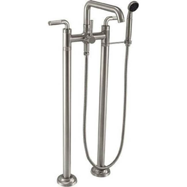 California Faucets - Industrial Floor Mount Tub Filler - Low Quad Spout - Gloss White