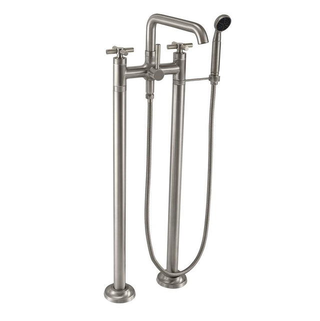 California Faucets - Industrial Floor Mount Tub Filler - Low Quad Spout - Gloss White