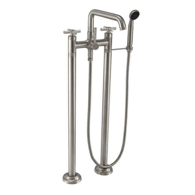 California Faucets - Industrial Floor Mount Tub Filler - Low Quad Spout - Gloss White