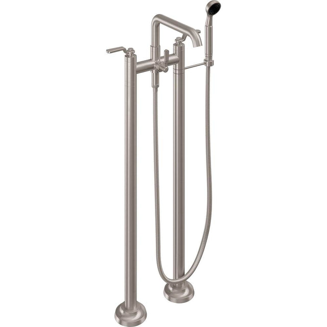 California Faucets - Industrial Floor Mount Tub Filler - Low Quad Spout - Gloss White