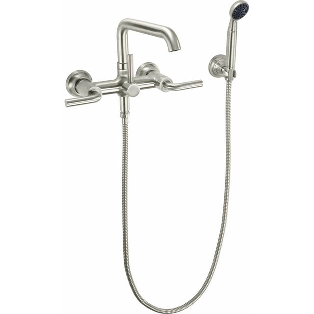 California Faucets - Industrial Wall Mount Tub Filler - Low Quad Spout - Gloss White