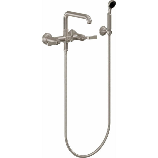 California Faucets - Industrial Wall Mount Tub Filler - Low Quad Spout - Gloss White