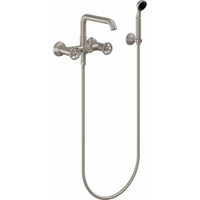 California Faucets - Industrial Wall Mount Tub Filler - Low Quad Spout - Gloss White
