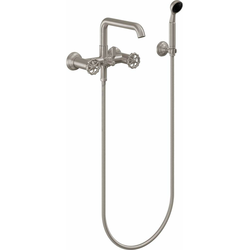California Faucets - Industrial Wall Mount Tub Filler - Low Quad Spout - Gloss White