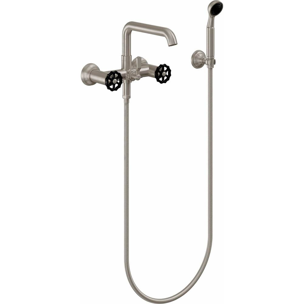 California Faucets - Industrial Wall Mount Tub Filler - Low Quad Spout - Gloss White