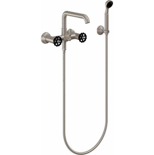 California Faucets - Industrial Wall Mount Tub Filler - Low Quad Spout - Gloss White