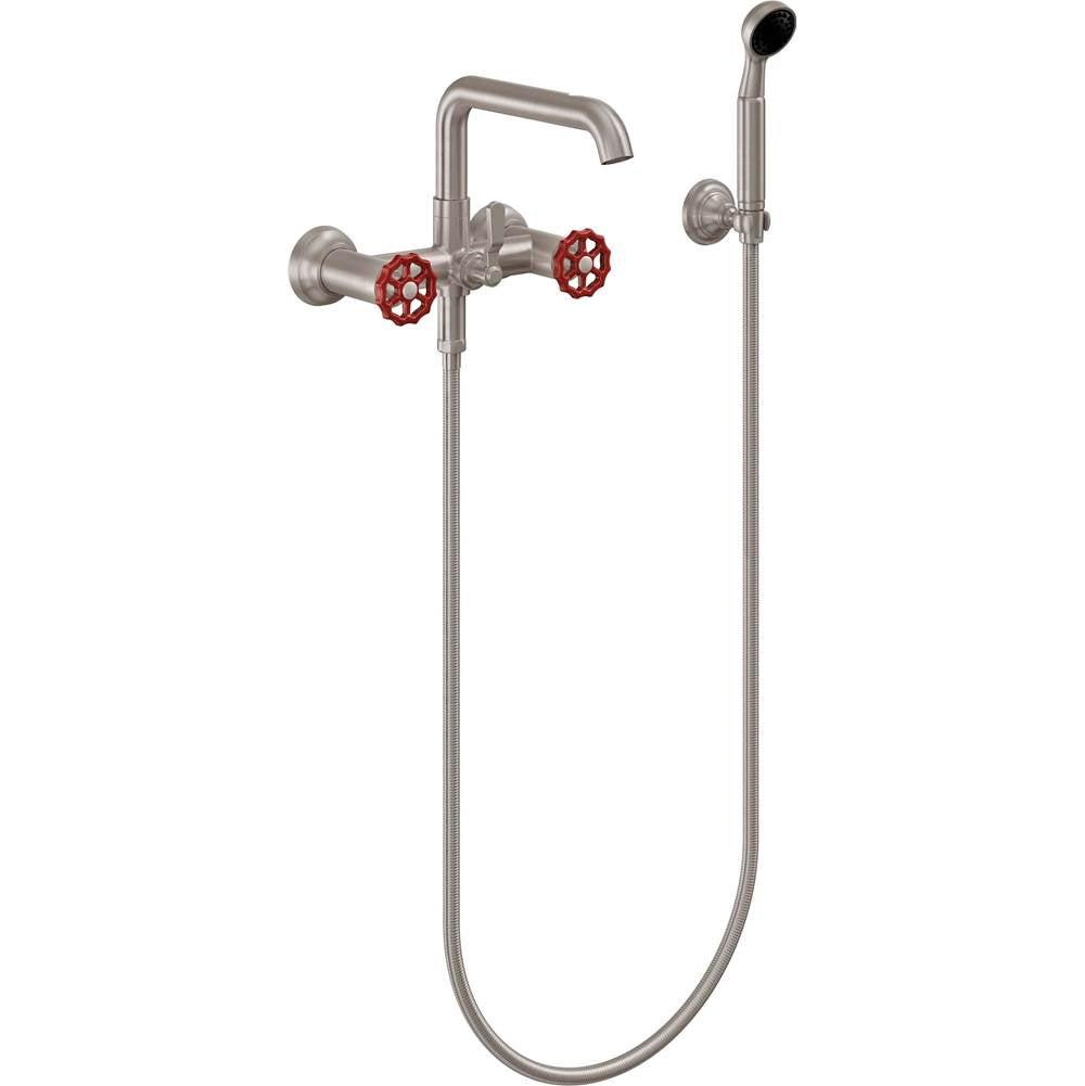 California Faucets - Industrial Wall Mount Tub Filler - Low Quad Spout - Gloss White