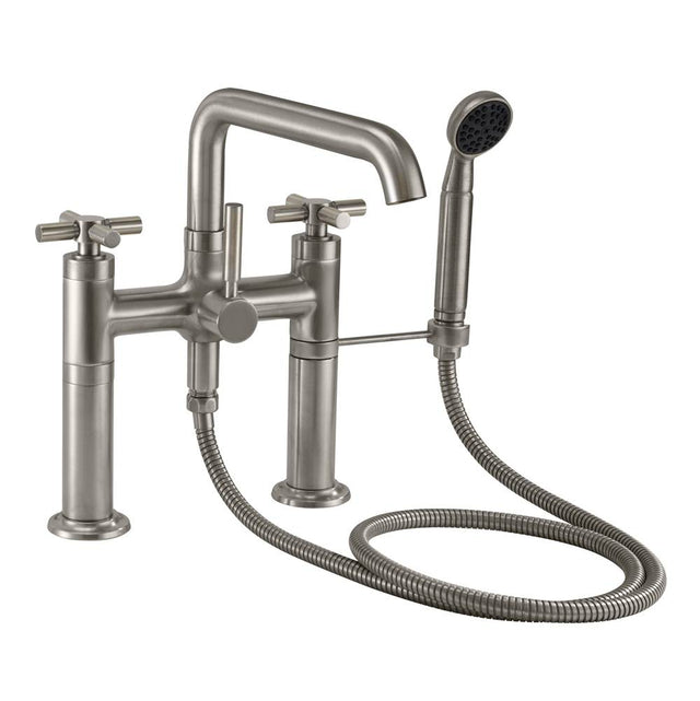 California Faucets - Industrial Deck Mount Tub Filler - Low Quad Spout - Gloss White