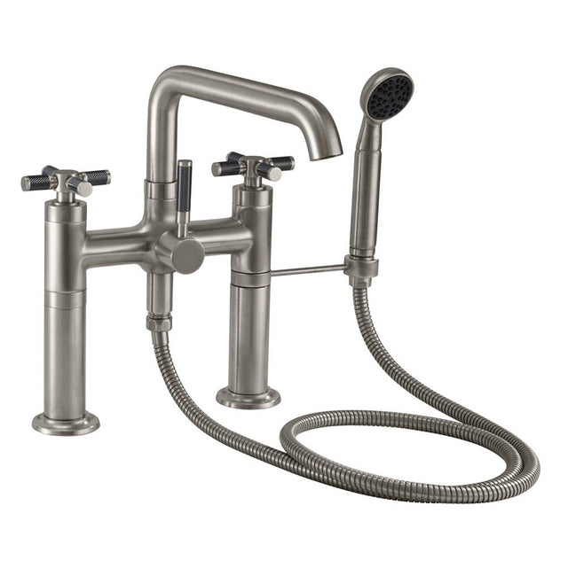 California Faucets - Industrial Deck Mount Tub Filler - Low Quad Spout - Gloss White