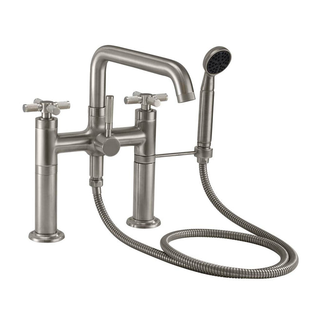 California Faucets - Industrial Deck Mount Tub Filler - Low Quad Spout - Gloss White
