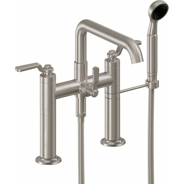 California Faucets - Industrial Deck Mount Tub Filler - Low Quad Spout - Gloss White
