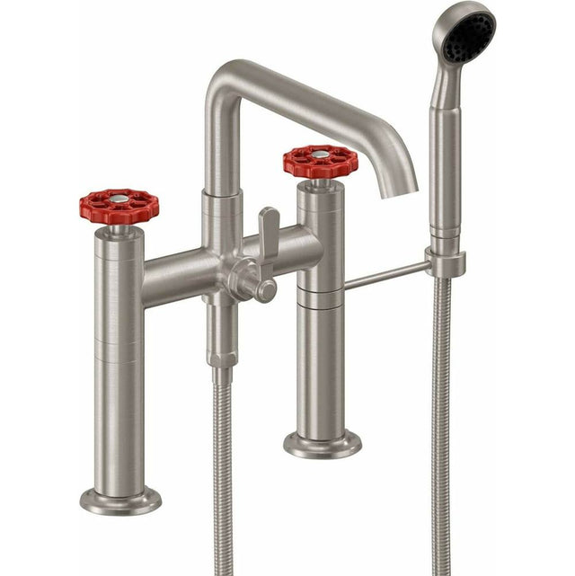 California Faucets - Industrial Deck Mount Tub Filler - Low Quad Spout - Gloss White