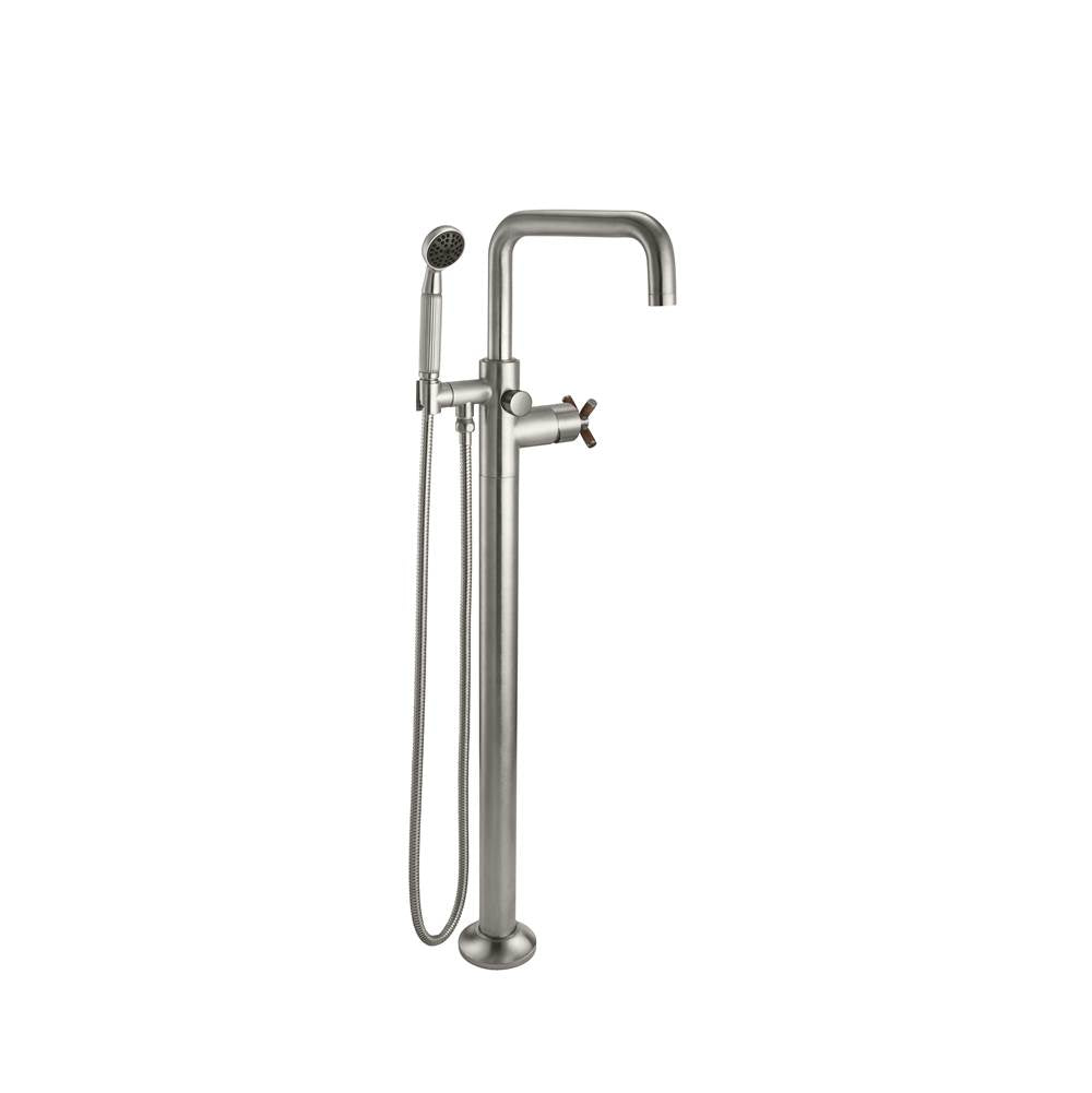 California Faucets - Industrial Single Hole Floor Mount Tub Filler - Low Quad Spout - Gloss White