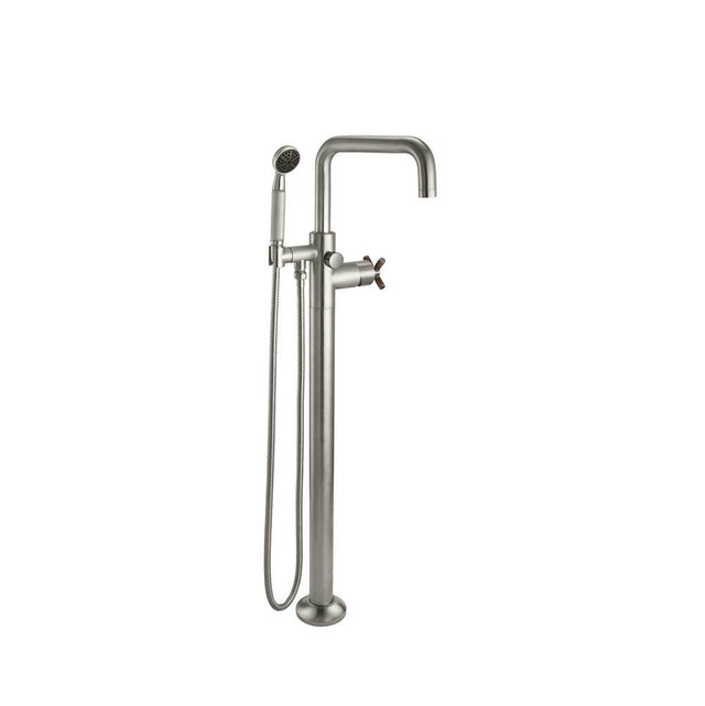 California Faucets - Industrial Single Hole Floor Mount Tub Filler - Low Quad Spout - Gloss White