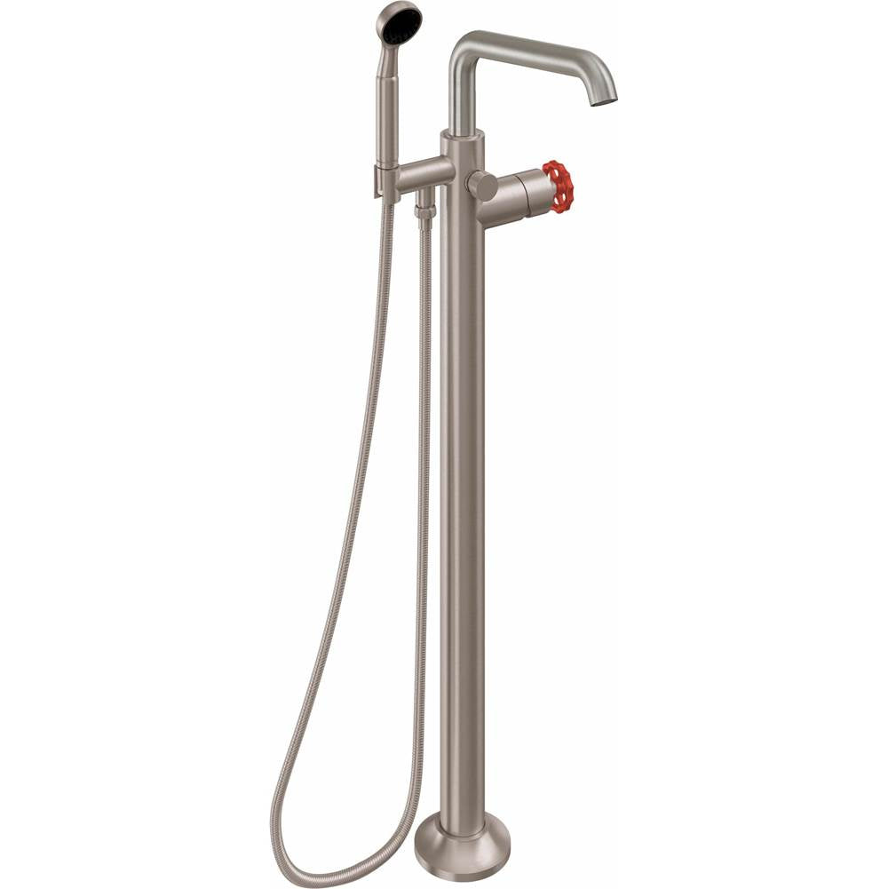 California Faucets - Industrial Single Hole Floor Mount Tub Filler - Quad Spout - Gloss White