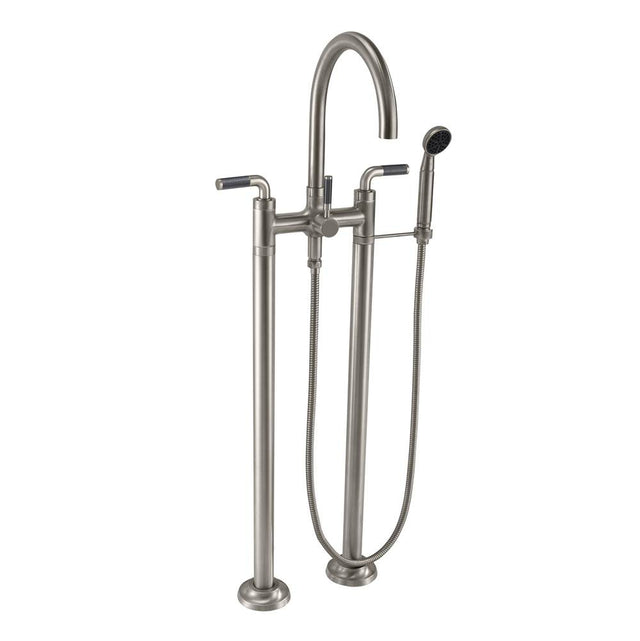 California Faucets - Industrial Floor Mount Tub Filler - Arc Spout - Gloss White