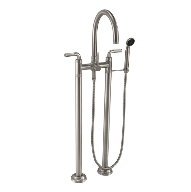California Faucets - Industrial Floor Mount Tub Filler - Arc Spout - Gloss White