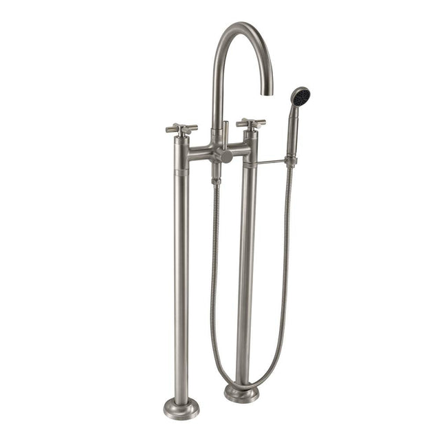 California Faucets - Industrial Floor Mount Tub Filler - Arc Spout - Gloss White