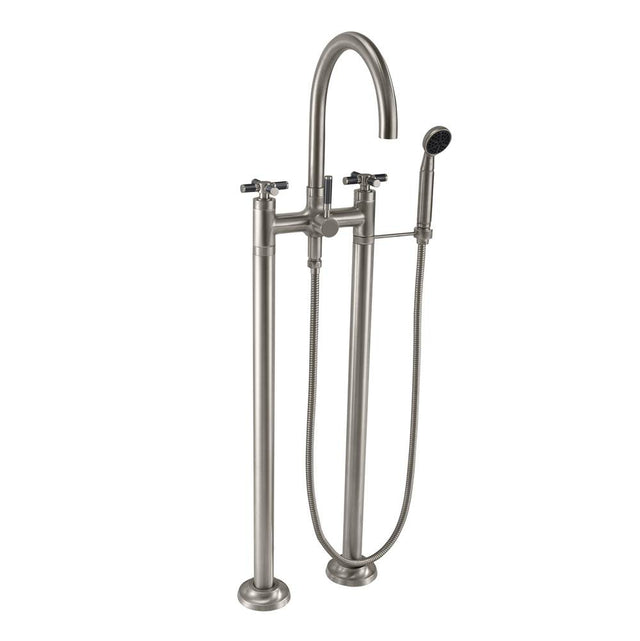 California Faucets - Industrial Floor Mount Tub Filler - Arc Spout - Gloss White