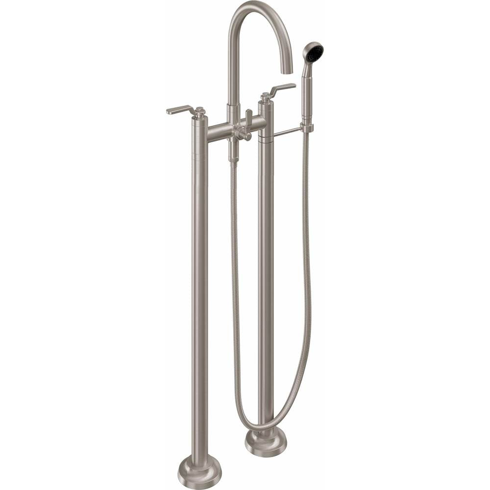 California Faucets - Industrial Floor Mount Tub Filler - Arc Spout - Gloss White