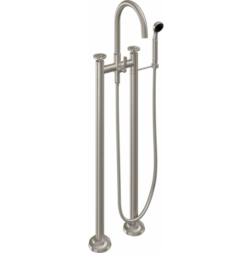 California Faucets - Industrial Floor Mount Tub Filler - Arc Spout - Gloss White